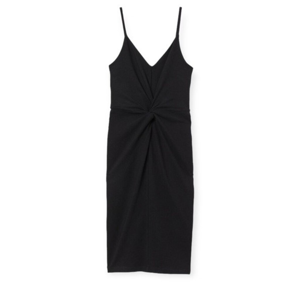 H&M Ruched Knot Front Detail Sleeveless Black Mini Dress